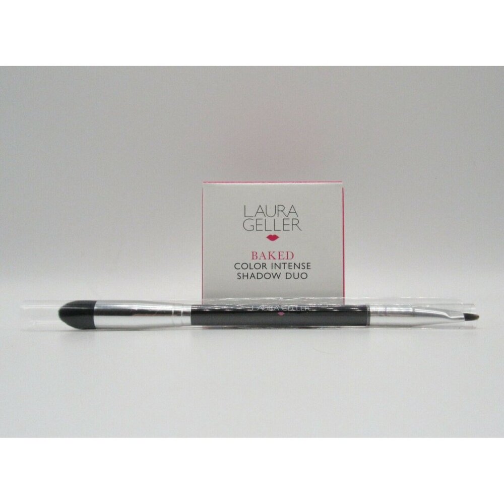 Laura Geller Baked Color Intense Shadow Duo & Brush NIB Marble/Midnight